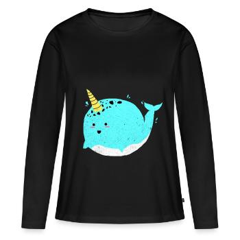 Narwal - Frauen Premium Bio Langarmshirt - Schwarz - Vorne - Julia (174cm)