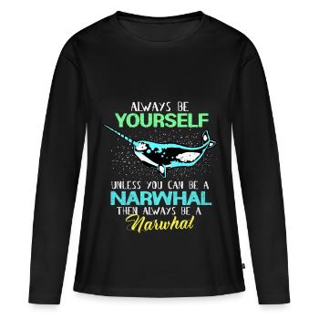 Narwal - Frauen Premium Bio Langarmshirt - Schwarz - Vorne - Julia (174cm)