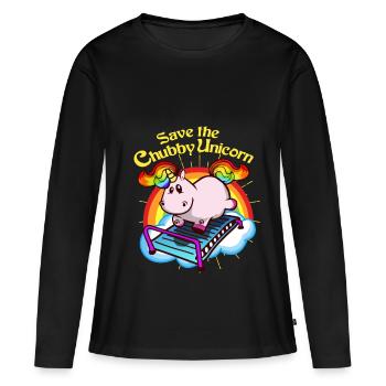 Einhorn Fitness Diät Fett Regenbogen Bunt Geschenk - Frauen Premium Bio Langarmshirt - Schwarz - Vorne - Julia (174cm)
