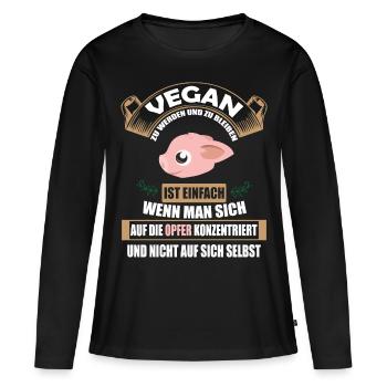 Veganer Vegan Tierschutz Tierrechte Soja Tofu - Frauen Premium Bio Langarmshirt - Schwarz - Vorne - Julia (174cm)