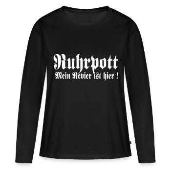 Ruhr - Mon quartier est ici - T-shirt manches longues Premium bio Femme - noir - Devant - Julia (174cm)