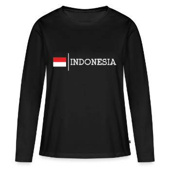Indonésie - T-shirt manches longues Premium bio Femme - noir - Devant - Julia (174cm)