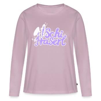 Skihaserl Schifahrer Pisten Glitzer Hasenohren fun - Frauen Premium Bio Langarmshirt - Altrosa - Vorne - Julia (174cm)