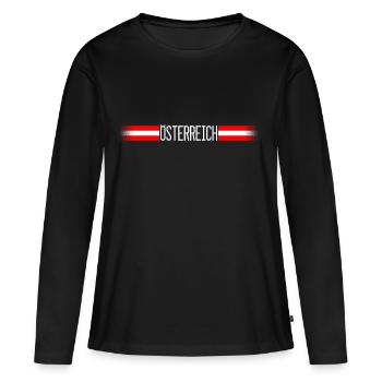 Autriche Drapeau / bannière 004 dessins ronds - T-shirt manches longues Premium bio Femme - noir - Devant - Julia (174cm)