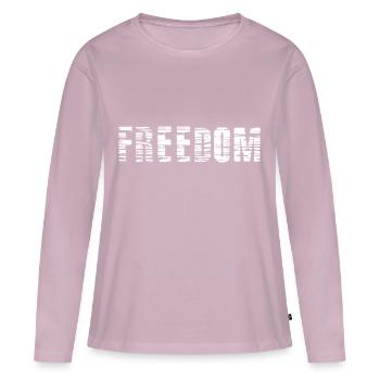 FREEDOM Impression (blanc - texture) - T-shirt manches longues Premium bio Femme - rose poudré - Devant - Julia (174cm)