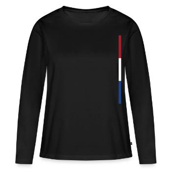 Rayures de style drapeau hollandais - T-shirt manches longues Premium bio Femme - noir - Devant - Julia (174cm)