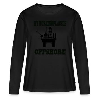 MY PLACE DE TRAVAIL EST OFFSHORE - T-shirt manches longues Premium bio Femme - noir - Devant - Julia (174cm)