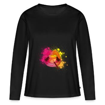 lèvres - T-shirt manches longues Premium bio Femme - noir - Devant - Julia (174cm)