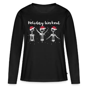 Christmas Corkscrew Holiday Workout - Women's Premium Organic Long Sleeve Shirt - black - Front - Julia (174cm)