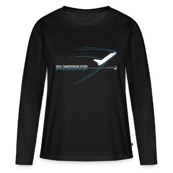 Space Shuttle (blauer Druck) - Frauen Premium Bio Langarmshirt - Schwarz - Vorne - Julia (174cm)