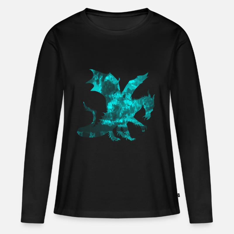 Drachen - Frauen Premium Bio Langarmshirt - Schwarz