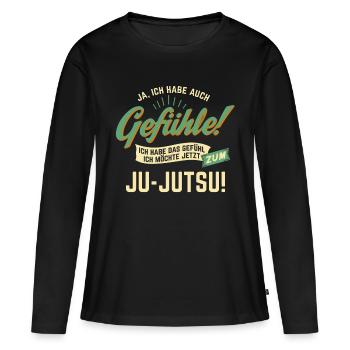 Gefuehle - ich moechte Sport - Ju-Jutsu! - - Frauen Premium Bio Langarmshirt - Schwarz - Vorne - Julia (174cm)
