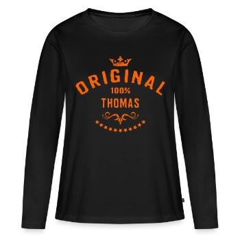 Maenner Vorname 100 Prozent Thomas - RAHMENLOS - Frauen Premium Bio Langarmshirt - Schwarz - Vorne - Julia (174cm)