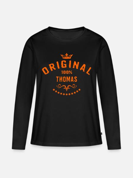 Maenner Vorname 100 Prozent Thomas - RAHMENLOS - Frauen Premium Bio Langarmshirt - Schwarz