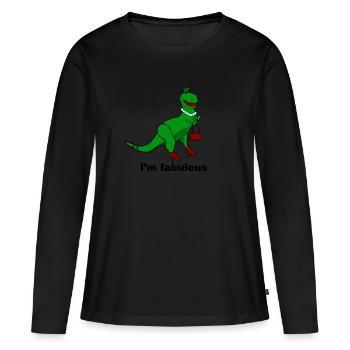 Dinosaur fabuleux - T-shirt manches longues Premium bio Femme - noir - Devant - Julia (174cm)