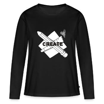 créer - T-shirt manches longues Premium bio Femme - noir - Devant - Julia (174cm)