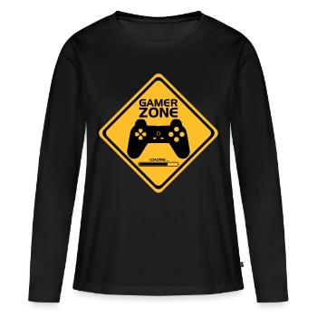 Gamer Zone - T-shirt manches longues Premium bio Femme - noir - Devant - Julia (174cm)