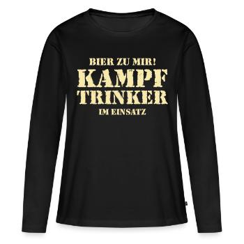 AD - Bier zu mir - Kampftrinker im Einsaz - - Frauen Premium Bio Langarmshirt - Schwarz - Vorne - Julia (174cm)
