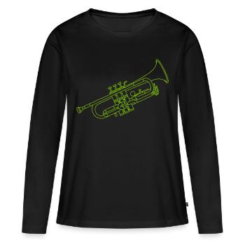 Cuivres trompette - T-shirt manches longues Premium bio Femme - noir - Devant - Julia (174cm)