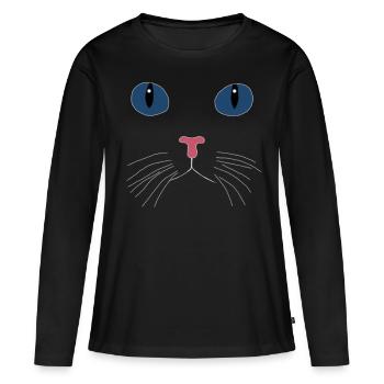 CHAT NOIR - T-shirt manches longues Premium bio Femme - noir - Devant - Julia (174cm)