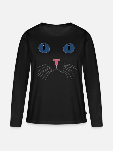 SCHWARZE KATZE - Frauen Premium Bio Langarmshirt - Schwarz
