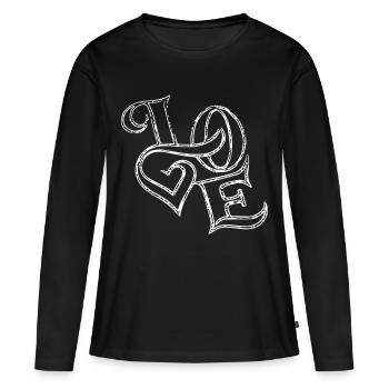 love - T-shirt manches longues Premium bio Femme - noir - Devant - Julia (174cm)
