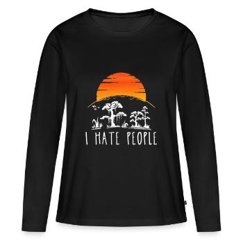 I hate people - Frauen Premium Bio Langarmshirt - Schwarz - Vorne - Julia (174cm)
