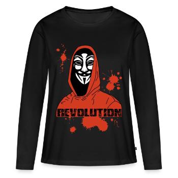 Anonymous et révolution rouge - T-shirt manches longues Premium bio Femme - noir - Devant - Julia (174cm)