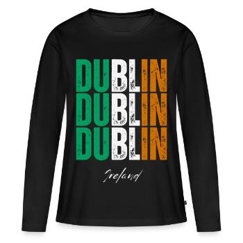 Dublin Irlande, souvenir de Dublin - T-shirt manches longues Premium bio Femme - noir - Devant - Julia (174cm)