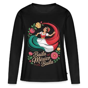 Folklorico Dance Mexico Mexican Woman - Women's Premium Organic Long Sleeve Shirt - black - Front - Julia (174cm)