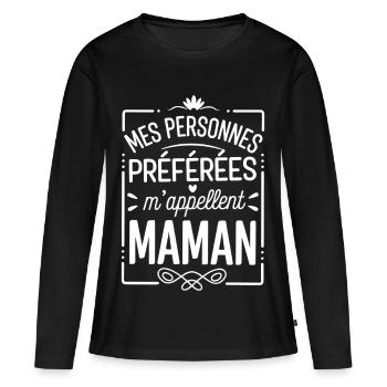 Meine Lieblingsmenschen nennen mich Mama - Frauen Premium Bio Langarmshirt - Schwarz - Vorne - Julia (174cm)