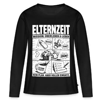 Elternzeit Mission Überleben und Lieben - Frauen Premium Bio Langarmshirt - Schwarz - Vorne - Julia (174cm)