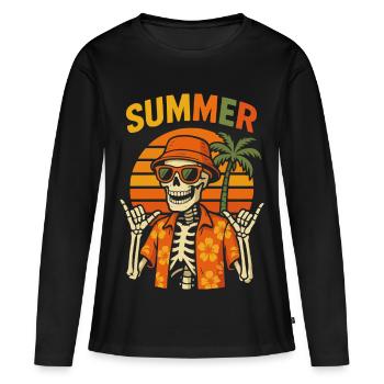 Squelette estival palmier hawaïen - T-shirt manches longues Premium bio Femme - noir - Devant - Julia (174cm)