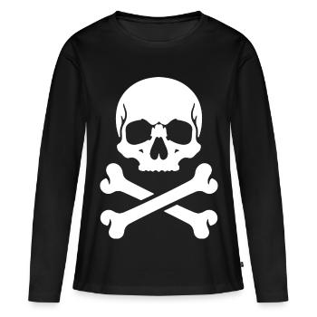 Skull and Bones Pirate Print - Women's Premium Organic Long Sleeve Shirt - black - Front - Julia (174cm)