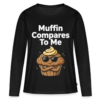 Muffin se compare à moi avec un muffin drôle - T-shirt manches longues Premium bio Femme - noir - Devant - Julia (174cm)