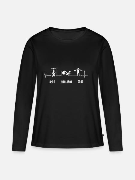 Tagesplan Fitness Heartbeat - Frauen Premium Bio Langarmshirt - Schwarz