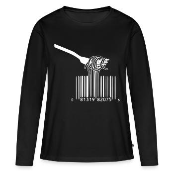 barcode fourche spaghetti - T-shirt manches longues Premium bio Femme - noir - Devant - Julia (174cm)