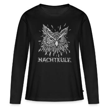 Nachteule - Frauen Premium Bio Langarmshirt - Schwarz - Vorne - Julia (174cm)