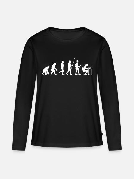 Evolution Programmierer Coder Entwickler Nerd Geek - Frauen Premium Bio Langarmshirt - Schwarz