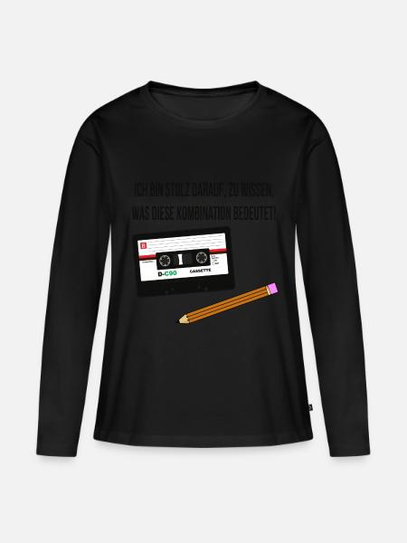 Kassette und Stift - Kindheits-Lifehack - Frauen Premium Bio Langarmshirt - Schwarz