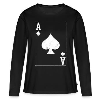 Poker Ass Carte - T-shirt manches longues Premium bio Femme - noir - Devant - Julia (174cm)