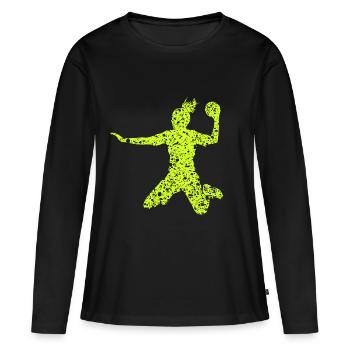Echte Mädchen spielen Handball - Frauen Premium Bio Langarmshirt - Schwarz - Vorne - Julia (174cm)