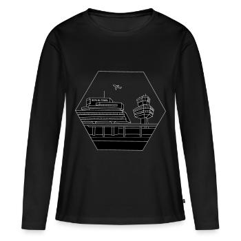 Flughafen Tegel Berlin 2 - Frauen Premium Bio Langarmshirt - Schwarz - Vorne - Julia (174cm)
