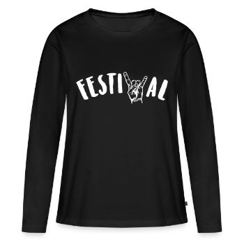 festival - Frauen Premium Bio Langarmshirt - Schwarz - Vorne - Julia (174cm)