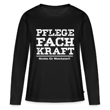 Chemises de soignants / Dictons de soignants - T-shirt manches longues Premium bio Femme - noir - Devant - Julia (174cm)