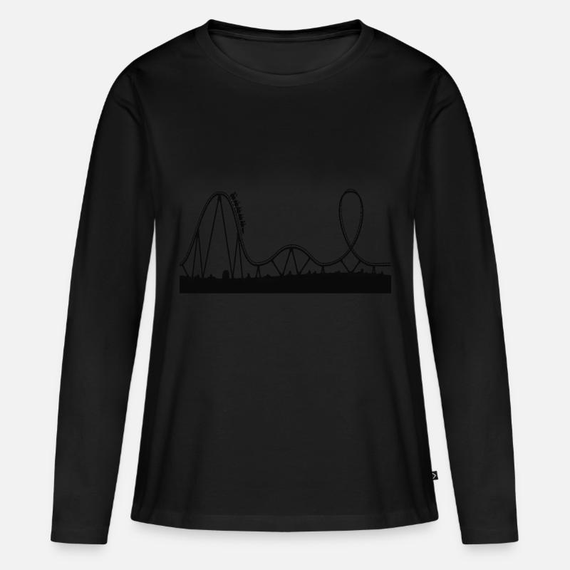 Karussell - Frauen Premium Bio Langarmshirt - Schwarz