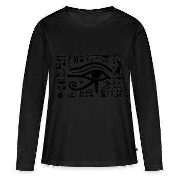 HORUS hiéroglyphes - T-shirt manches longues Premium bio Femme - noir - Devant - Julia (174cm)