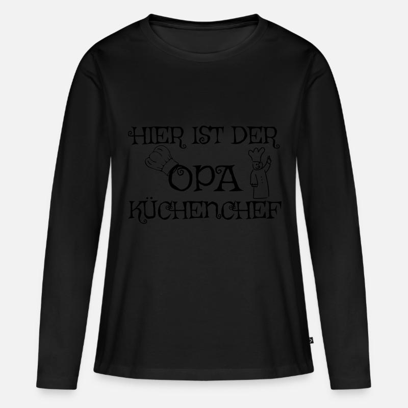 Hier ist der Opa Küchenchef - Frauen Premium Bio Langarmshirt - Schwarz