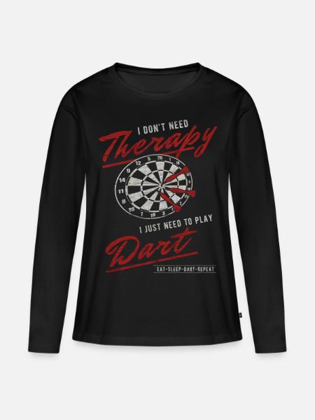 Dart Darts Lustig Dartpfeil Dartscheibe Geschenk - Frauen Premium Bio Langarmshirt - Schwarz