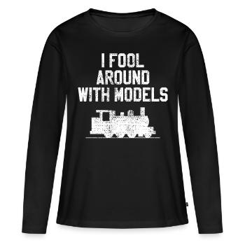 Modelleisenbahn - Frauen Premium Bio Langarmshirt - Schwarz - Vorne - Julia (174cm)